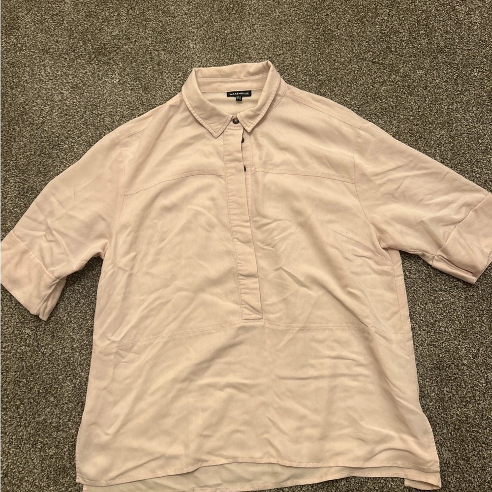 Warehouse Men's Light Pink Casual Button Down Shirt